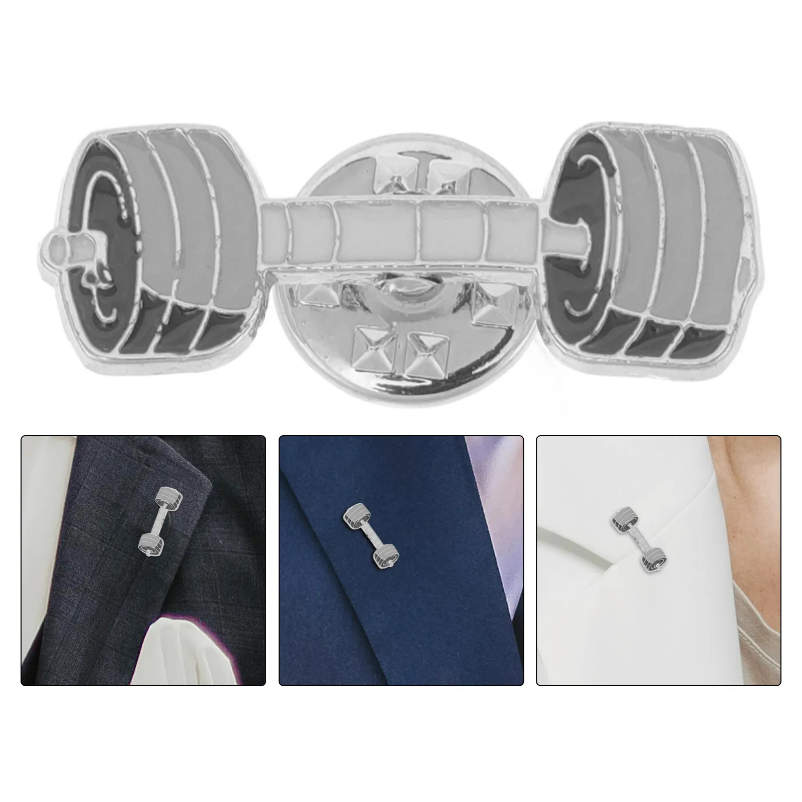 2Pcs Cartoon Dumbbell Design Zinc Alloy Brooch Pin Funny Backpack Decoration Lapel Jewelry Enamel Coated Strength Symbol Gym