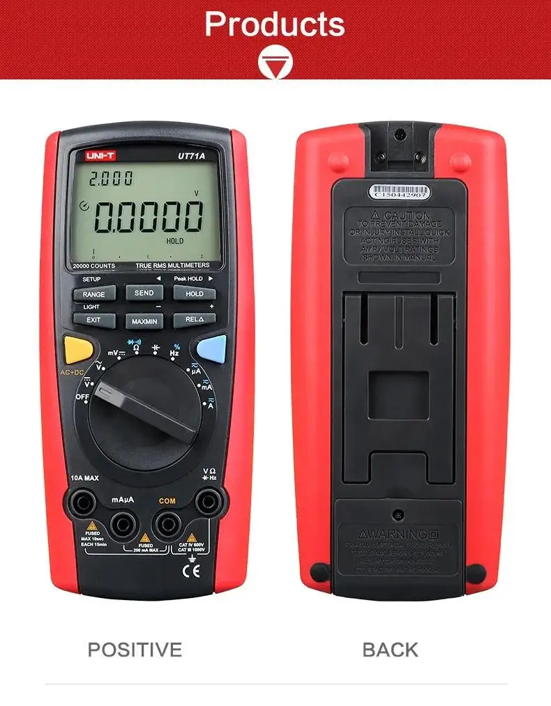 UNI-T UT71A Intelligent Multimeter LCD 19999 Display Digital AC+DC Current Voltage USB Interface True RMS REL Auto Range