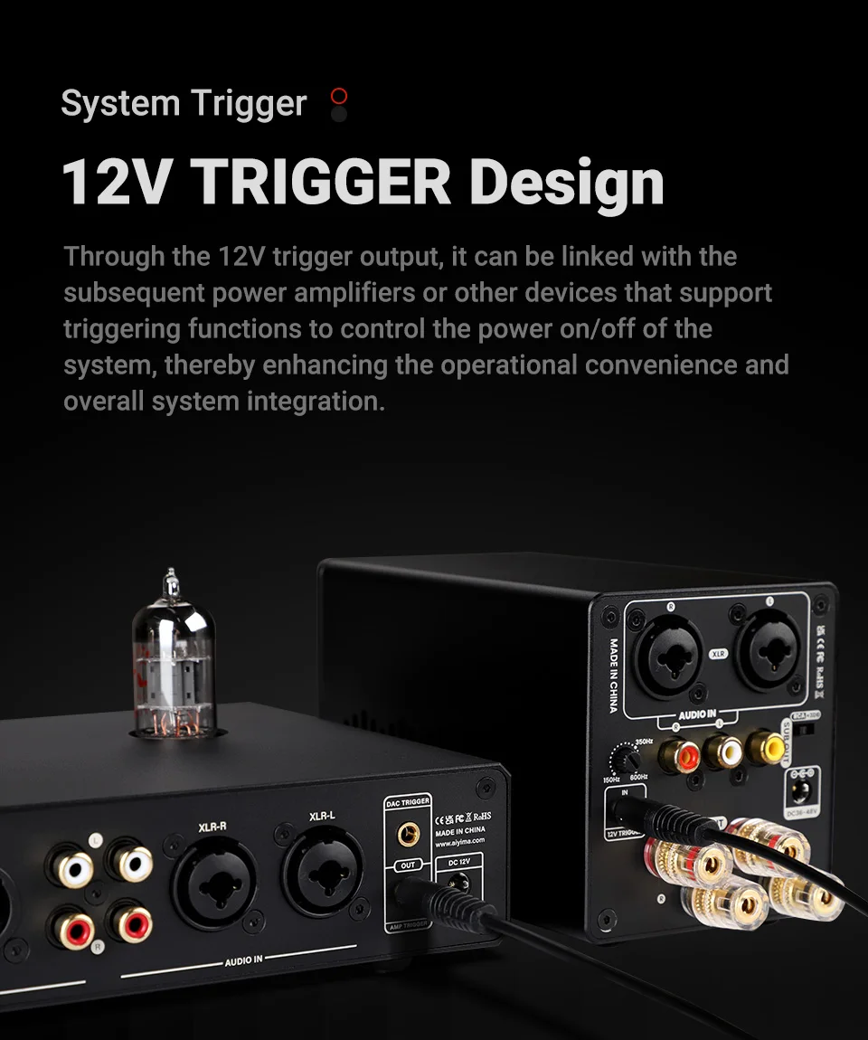AIYIMA Audio T20 Röhren-Vorverstärker Vollsymmetrischer XLR/RCA-Ausgang Stereo-Vorverstärker mit DAC-Verstärker 12V Trigger für HiFi-Heimverstärker – Detail 16