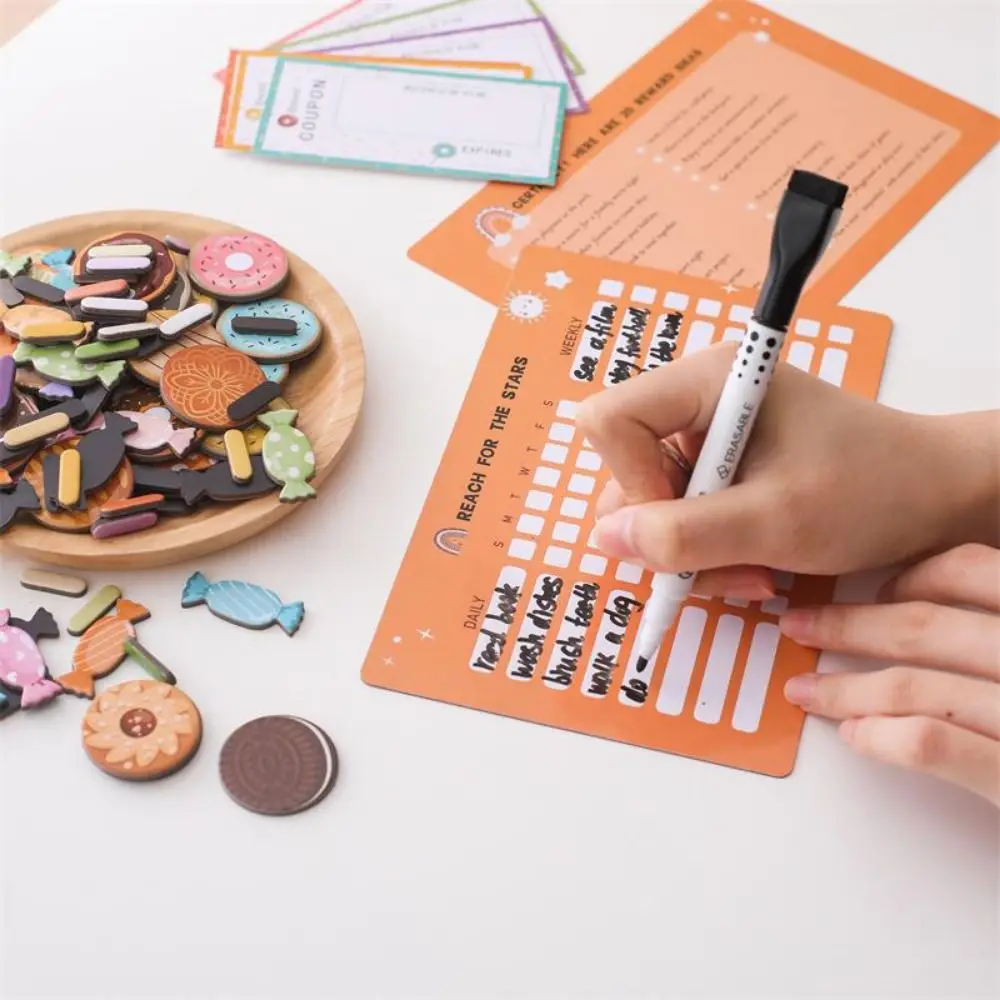With Star Or Donuts Wooden Reward Bottle Behavior Chart Education Accessories Reward Jar Positive Motivation Chore Chart