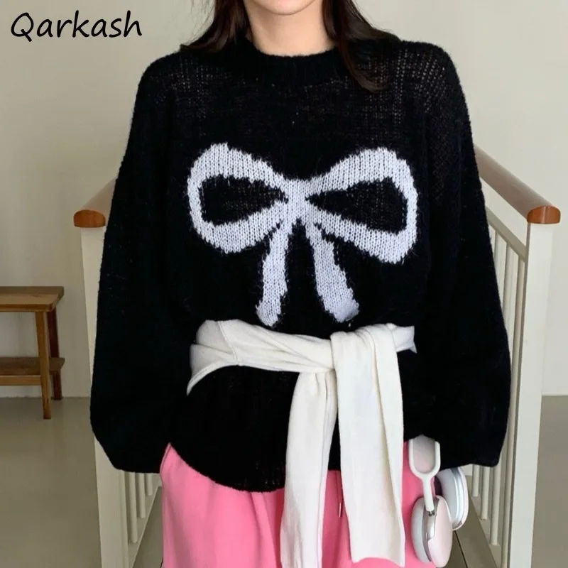 

Пуловеры для женщин, осенние милые для девочек, для отдыха, простые универсальные вязаные топы с принтом, нежная уличная одежда Ulzzang