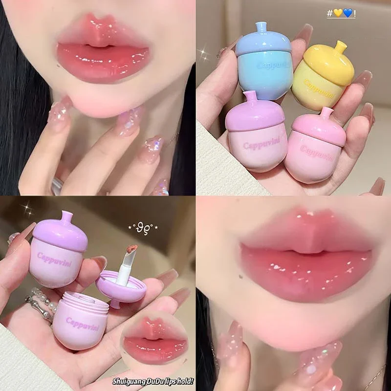 Silicone Lip Brush Jelly Solid Lip Gloss - Non-Stick Mirror Finish Lip Tint Long-Lasting Moisturizing Crystal Lipstick