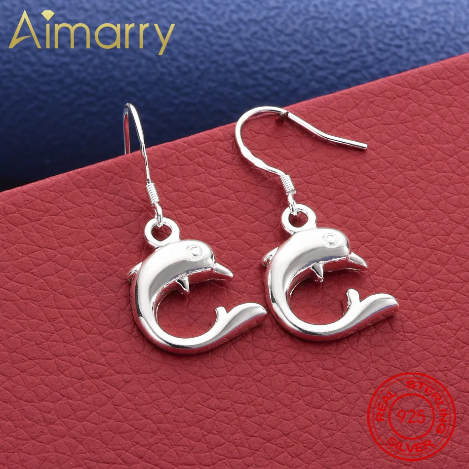 

Hot Charms 925 Sterling Silver Little Dolphin Drop Earrings Fashion Party Wedding Jewelry Christmas Gifts