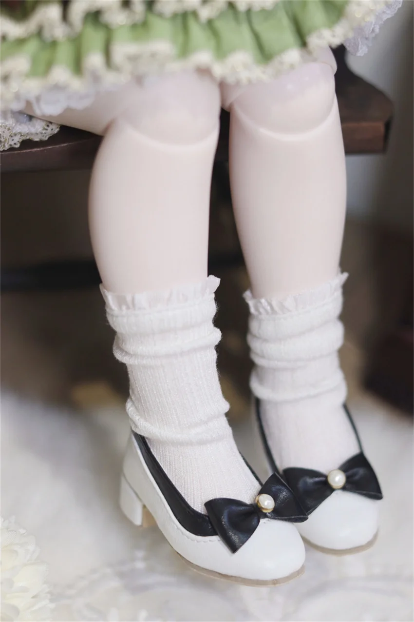 

Обувь для куклы BJD TF 1/4, девочки-сестры с круглой головкой, одинаковые черно-белые туфли с бантом, аксессуары для кукол BJD