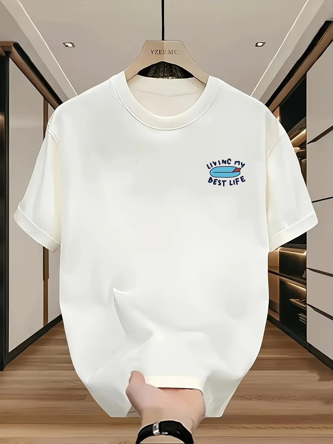 Men's 100% cotton T-shirt with surfing print fresh island style unisex top loose and comfortable perfect for gifting