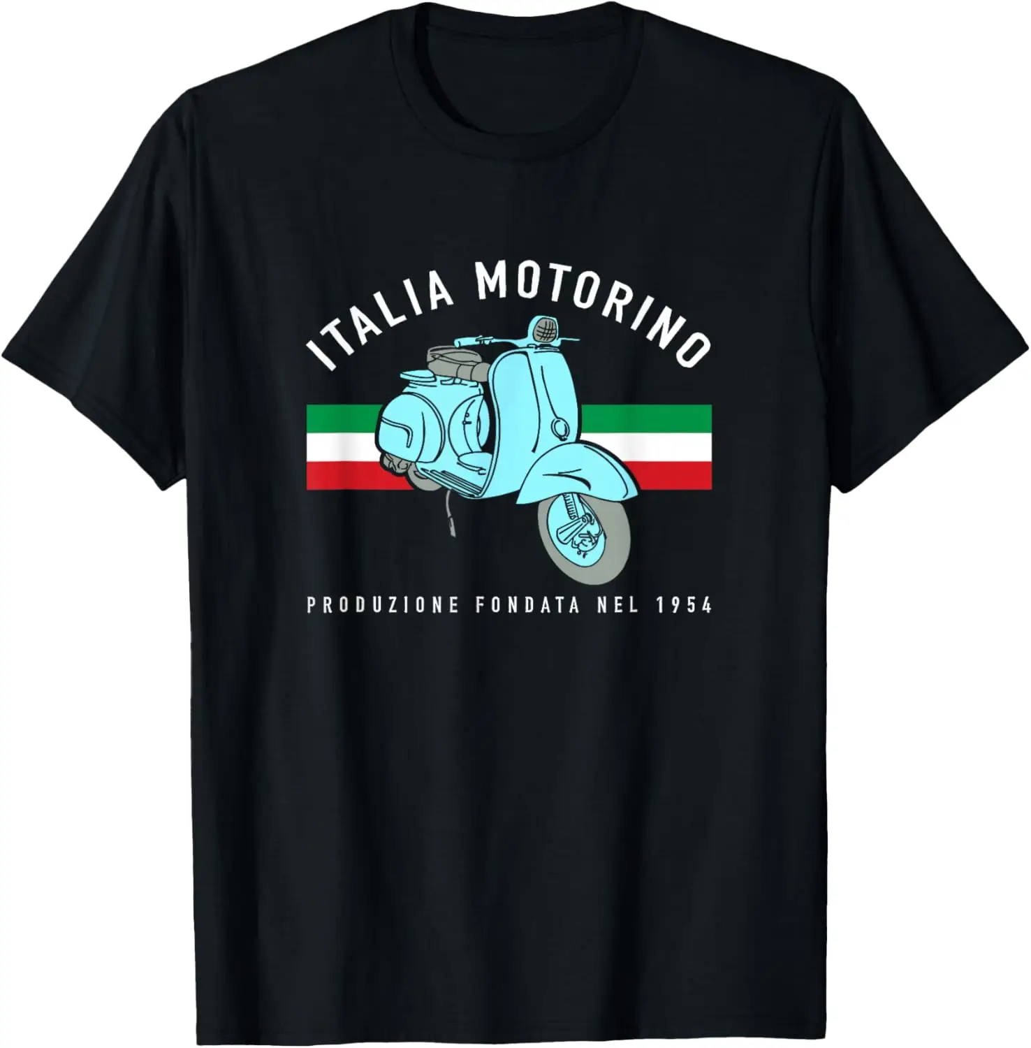 Italia Motorino - Vintage Italian Scooter Italian Flag T-Shirt Mens Fashion Streetwear Graphic Tee Camiseta Hombre