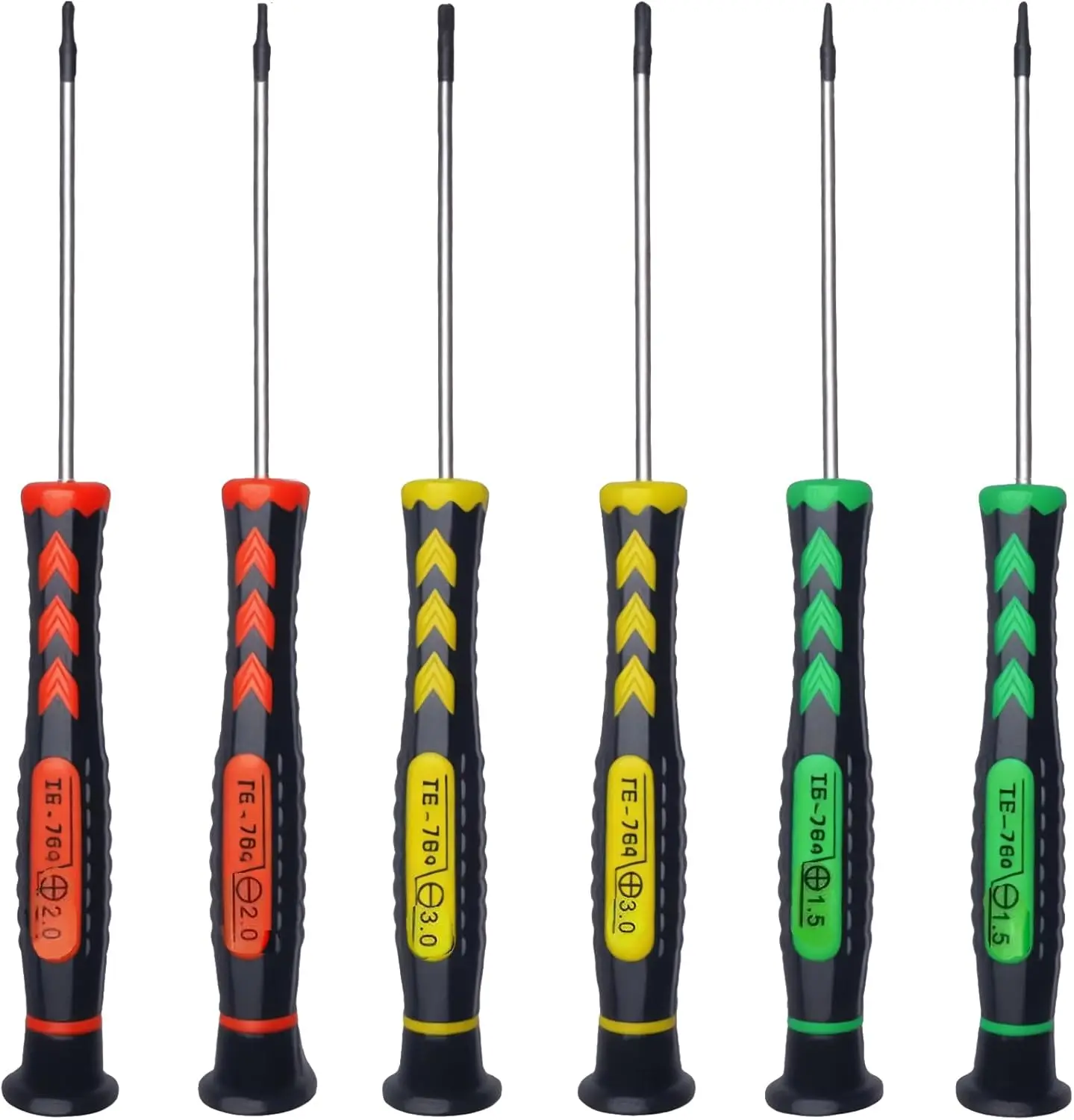 SET OF 6 - Magnetic Flathead and Phillips With NON-SKID Handle in Different SIZES / COLORS - Professional Repair Tool Kit For Electronics/ iPhone/ PC/ Jewelry/ Watch/ Eyeglass