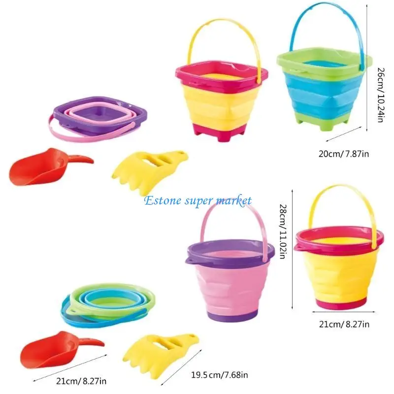 090B 3 Cái/bộ Đồ Chơi Cát Trẻ Có Thể Gập Lại Xô Cào Xẻng Tự Làm Dụng Cụ Chơi Cát Đồ Chơi