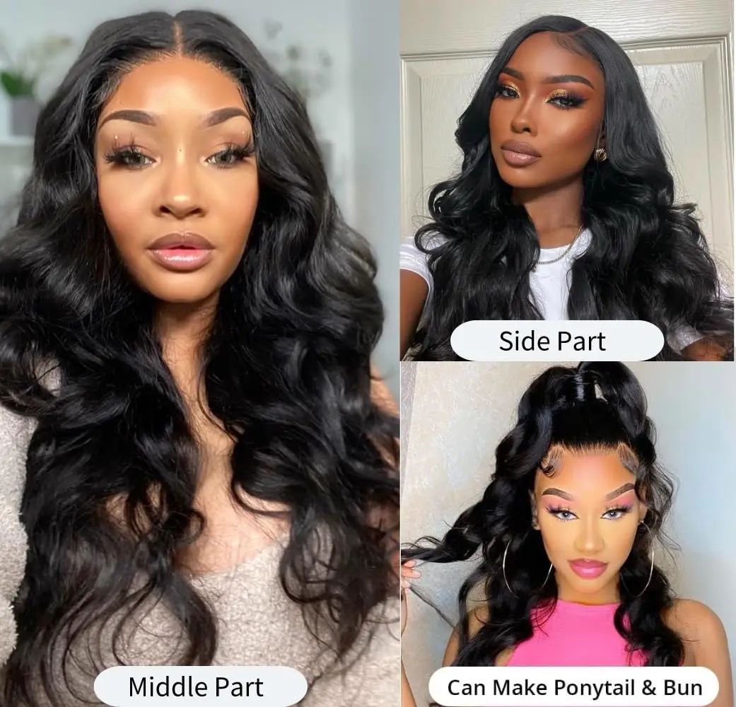 Body Wave Wear and Go Glueless Wigs Synthetic 4X4 Lace Closure Wigs Pre Cut Pre Plucked Body Wave Lace Front Wigs For Women