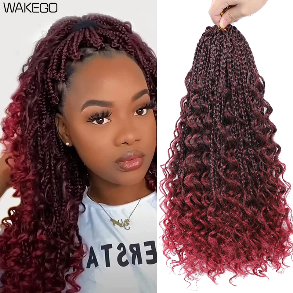 14 Inch Boho Box Braids Crochet Hair Curly Ends 6 Packs Crochet Braids Box Braids Goddess Box Braids Crochet Hair for Afro Women