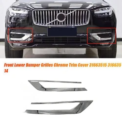 1Pair Car Front Lower Bumper Chrome Trim Strip Cover 31663515 31663514 for Volvo XC90 2019-2022 31663539 31663540