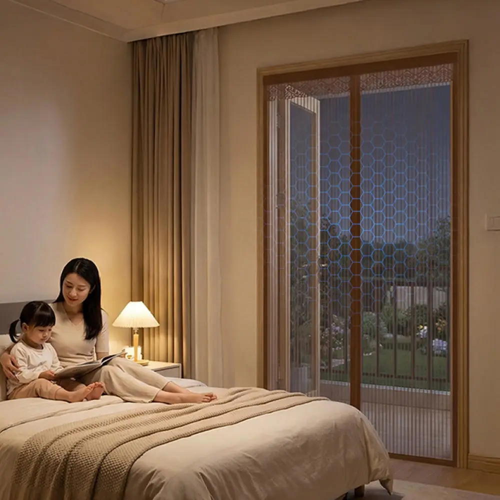 Magnetic Fly Screen Door Curtain Heavy Duty Mesh Netting Effective Shield For Home Bedroom Balcony Easy Drill Free Fix