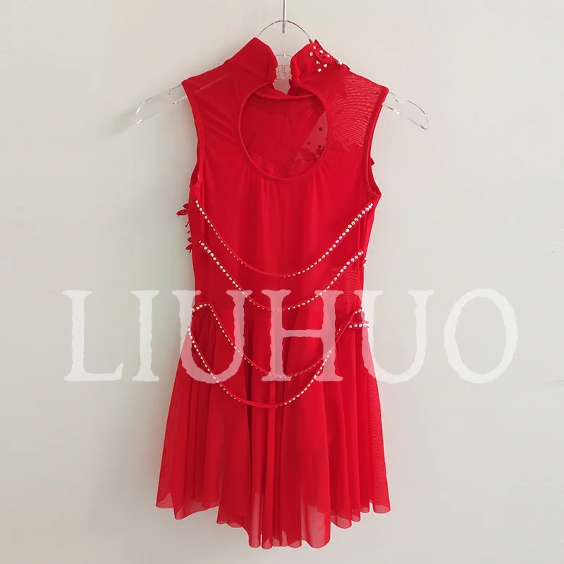 LIUHUO Red Lyrical Dancing Dress for Performance Color Pole Skirt Factory Customize BD8957