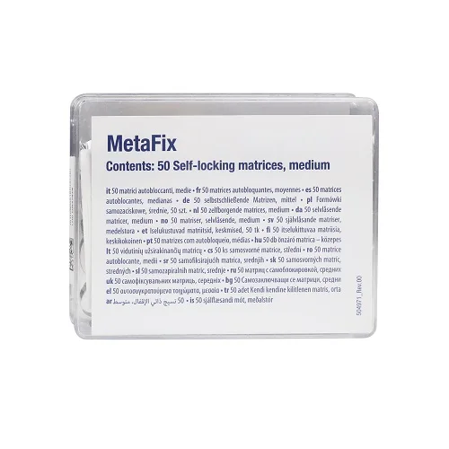 

Матрицы Kerr MetaFix All-In-One Posterior, средний размер, для реставраций II класса, система матриц Elf-Locking, арт. 3602, средний размер, 50 шт.