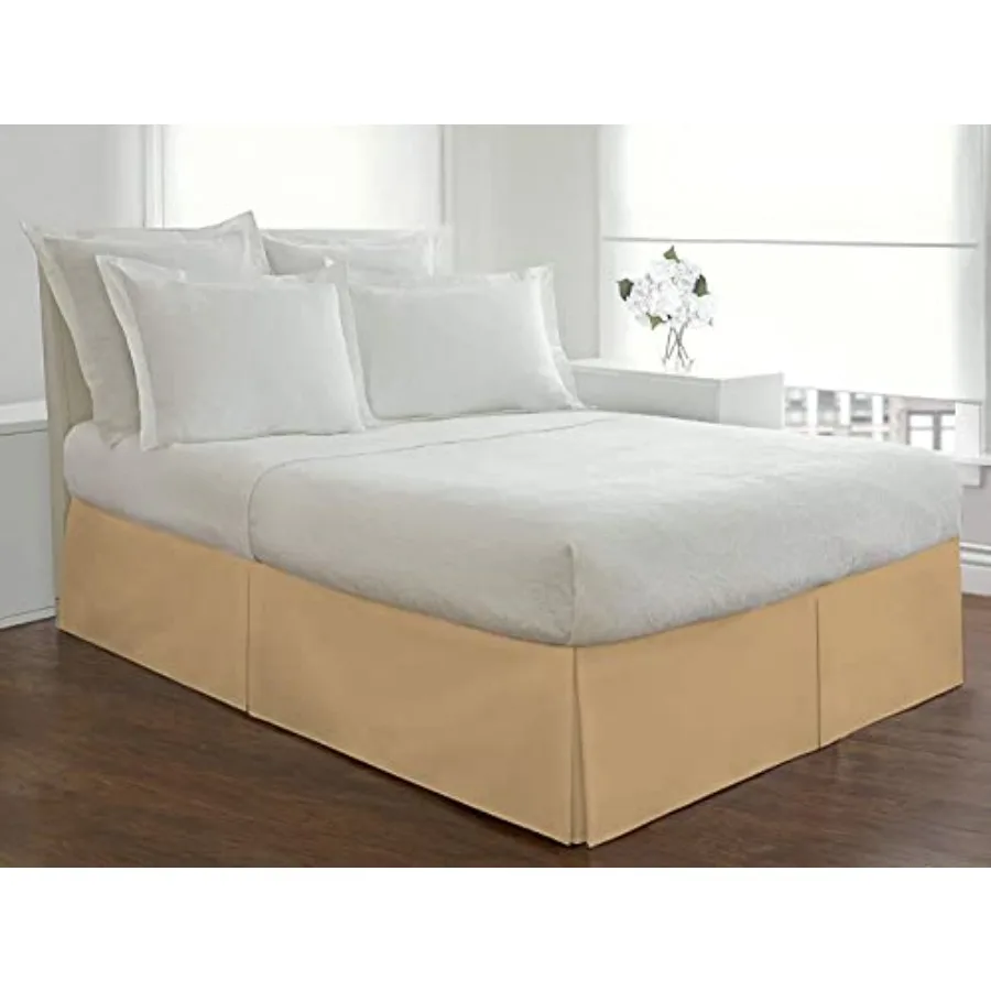 

Luxury Box Pleated Bed Skirt Egyptian Cotton 800 Thread Count - 15" Inch Drop Split Corner Bed Skirt - Queen Size Taupe Solid
