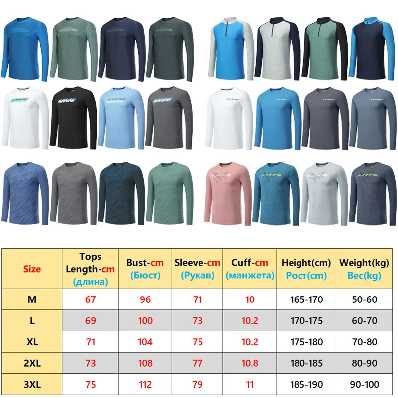 Mens Gym Long Sleeve Quick Dry Breathable Hiking T-shirts Running Fashion Workout Print Patchwork Training Bodybuilding Tops