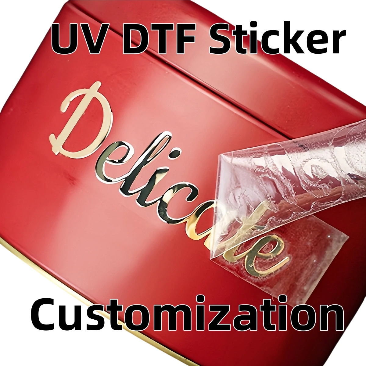 Adesivos UV DTF e dourados personalizáveis para logotipos, nomes e mais - Adesivos personalizados - Qualidade, personalizado e acessível