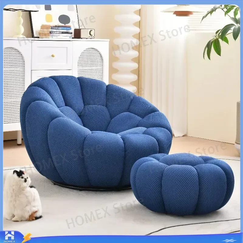 Modern Pumpkin Chair Luxury Bubble Sofa Single Lounge Seat Lazy Recliner for Bedroom Balcony Living Room Aesthetic Accent