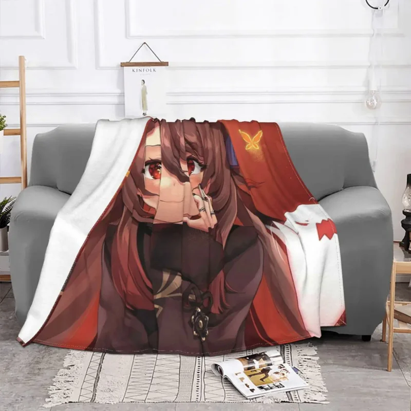 

Hutao Genshin Impact Blankets Fleece Autumn/Winter Anime Game Multifunction Soft Throw Blankets for Sofa Couch Quilt