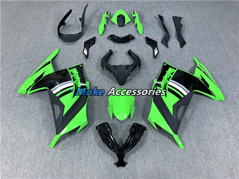 Xe Máy Fairings Bộ Phù Hợp Với Ninja300 Ex300 2013 2014 2015 2016 2017 2018 Xe Đạp Bộ ABS Phun Mới Xanh Đen