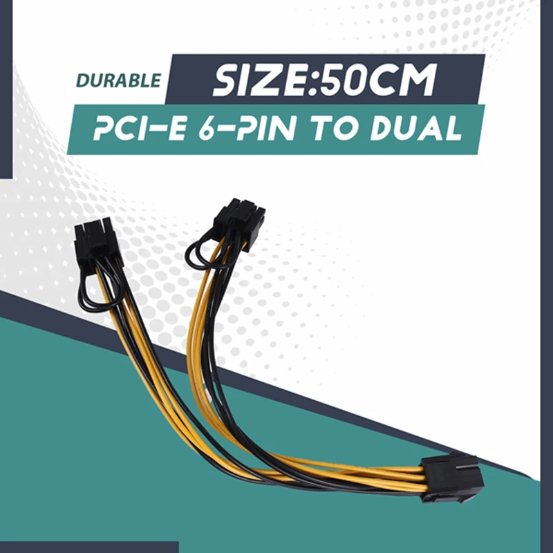 PCI-E PCI Express 6Pin أنثى إلى ثنائي مزدوج 2-Port 8Pin (6 + 2Pin) ذكر F/M محول GPU بطاقة الفيديو سلك الطاقة 18AWG 20 سم