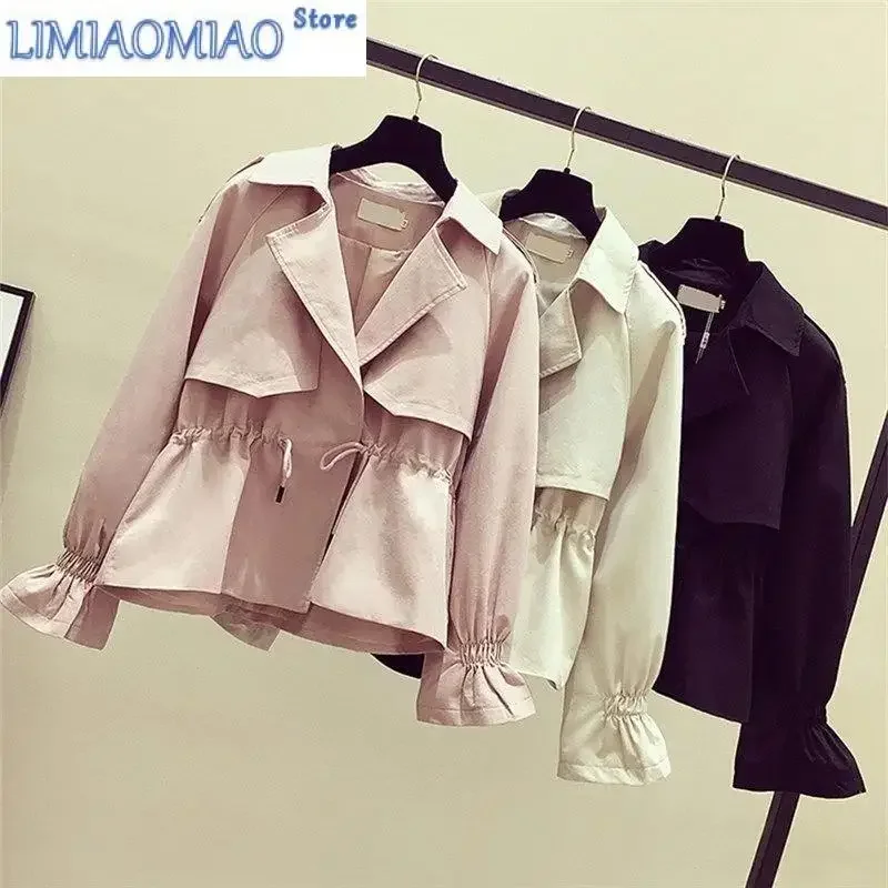 

New Women's Short Windbreaker With Lining Coat Spring Snd Autumn Outerwear Korean Loose Student Trench Coat Female Fashion