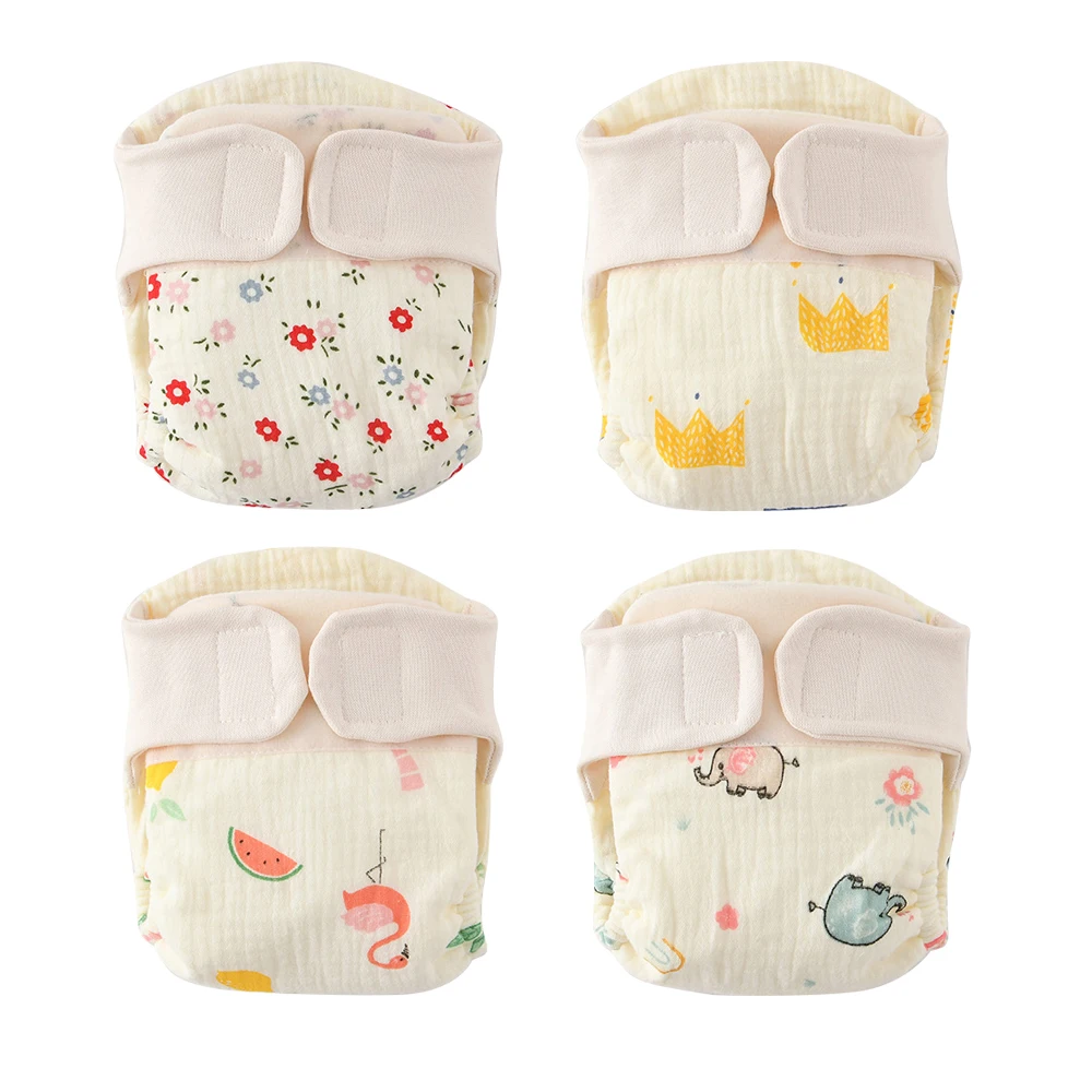 4pcs Breathable Baby Potty Training Pants 100% Combed Cotton Training Diaper Underwear with Cute INS Patterns Unisex Design