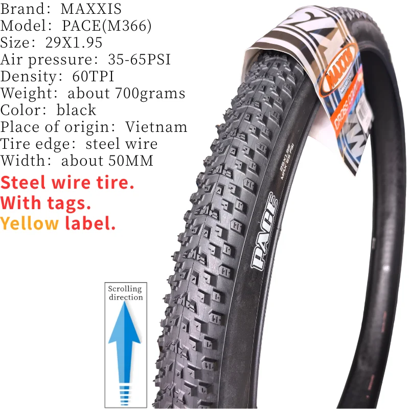 MAXXIS PACE M366 Ultraleichter Mountainbike-Reifen mit Stahldraht, verschiedene Größen 24/26/27,5/29 Zoll 1,95/2,1, einzelner MTB-Ersatzreifen – Detail 9