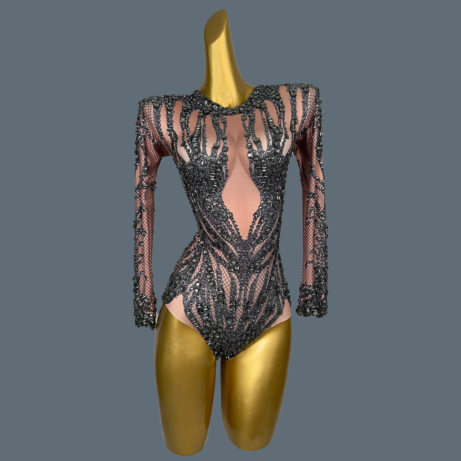 

Sexy Crystal Bodysuit Nightclub Bar Stage Performance Women DJ Singer Dancer Party Rave Outfit Ballroom Dance Costume Shuiyin