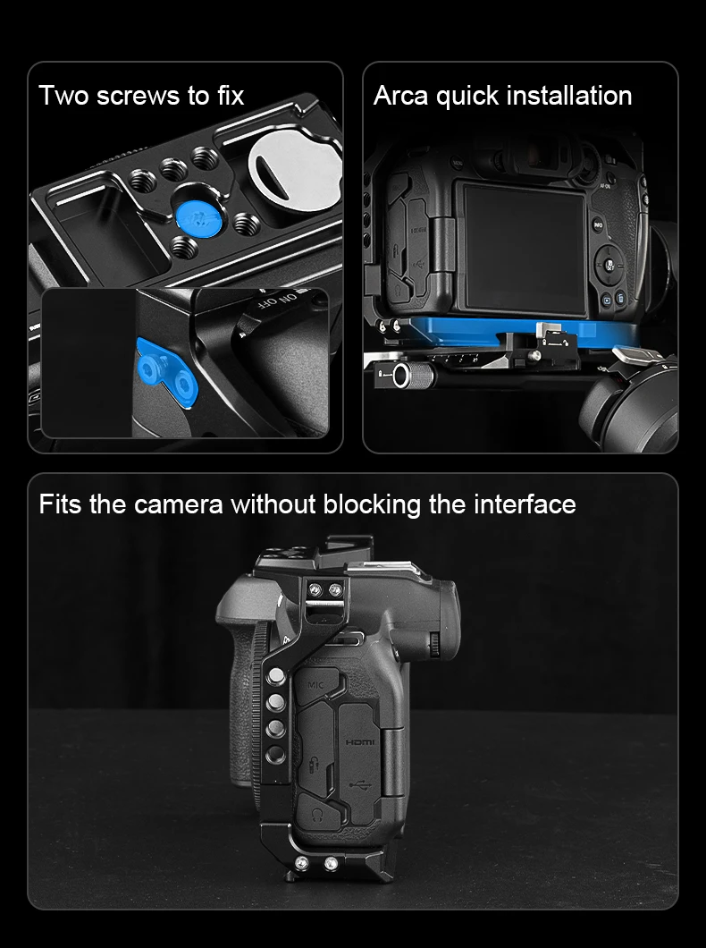Selens Kamera-Gehäuse für Canon EOS R7 mit Schnellverschluss-Kaltschuh, Schutzrahmen-Stabilisator für Handheld-Vlog-Videoaufnahmen – Detail 2