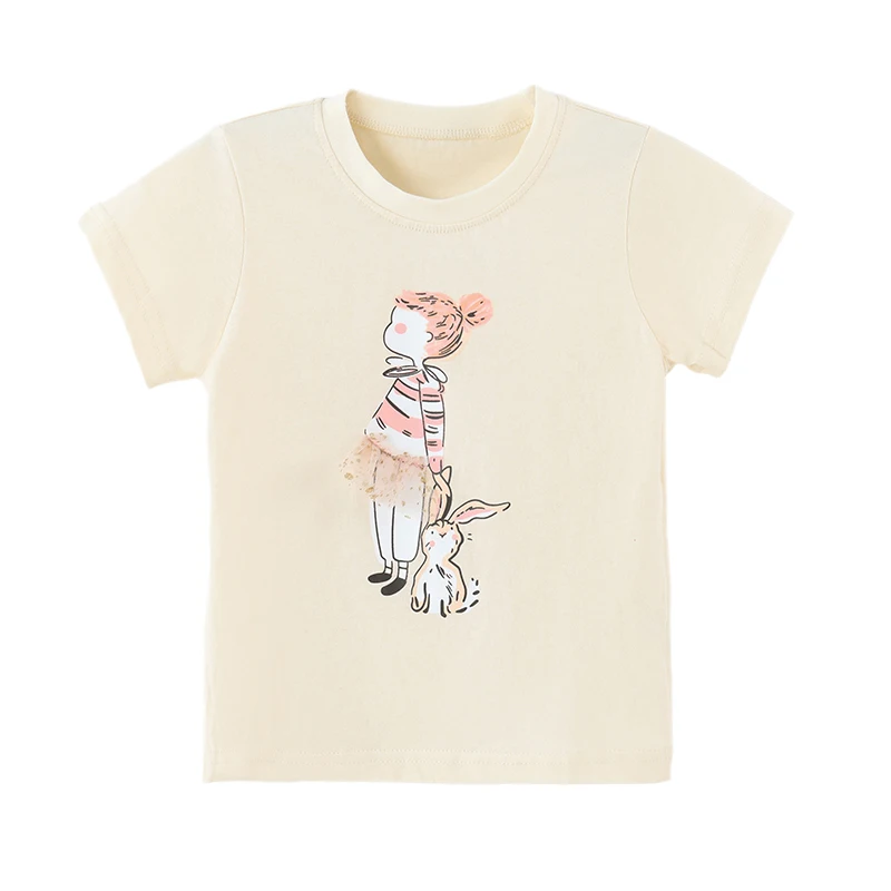 Little Maven Baby Mädchen Neue modische Oberteile Kinderkleidung Schönes Kaninchen-T-Shirt aus Baumwolle, weich und bequem für Kinder von 2–8 Jahren
