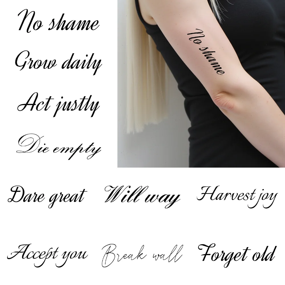 

42pcs Temporary Tattoo Stay Ready Words Temporary Tattoo Stickers Light Wins Fix It Letter Hope Lives For Women Men Adults