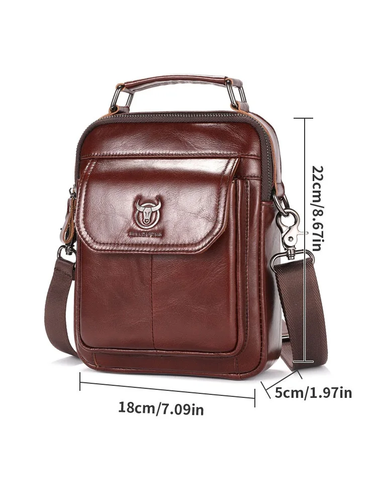 حقيبة كتف رجالية جديدة حقيبة كروس على الطراز القديم عالية الجودة من جلد البقر للرجال حقيبة رسائل سفر خارجية متعددة الوظائف #4