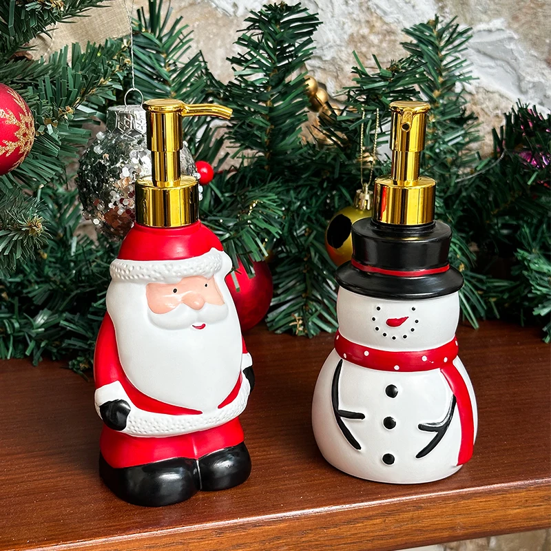 Creative Santa Claus Soap Bottle Reusable Christmas Snowman Reindeer Soap Dispenser Bottle Press Shower Gel Hand Soap Bottle