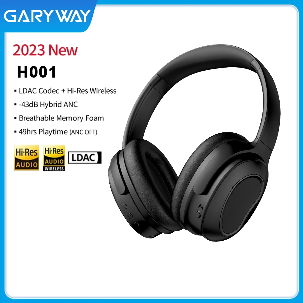 

Garyway H1+Hi-Res Wireless Noise Cancelling Headphones -43dB ANC,LDAC Codec,49hrs Playtime Lightweight Bluetooth Headset