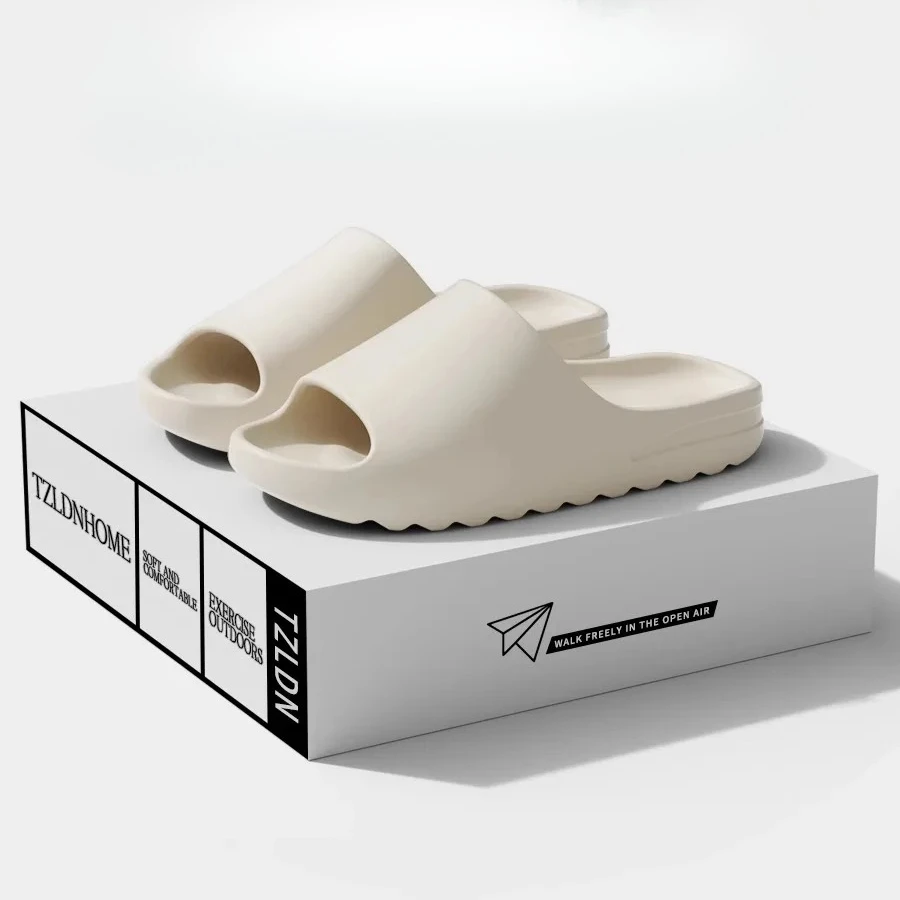 

Бежевые коричневые шлепанцы-кокосы с толстой подошвой, летние модные пляжные сандалии с мягкой подошвой для мужчин и женщин, шлепанцы из ЭВА