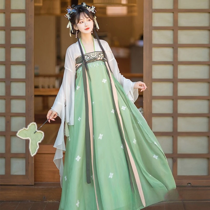 Hanfu women's Chinese style Tang style short shirt chest-length broken skirt ancient clothing improved Han elements Tang style
