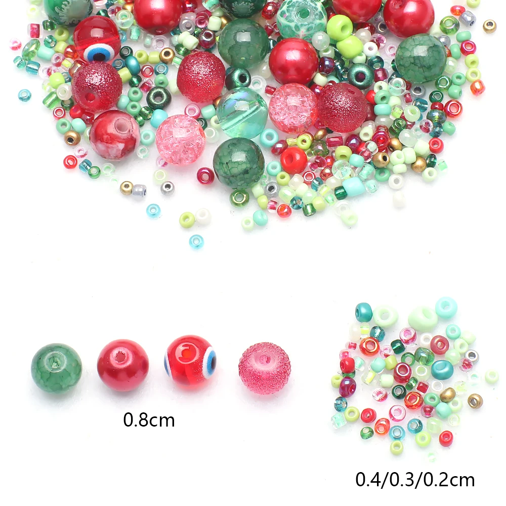 40g Mixed Color 2-3mm Seedbead 8mm Crystal Glass Round Loose Spacer Beads for DIY Making Bracelet Charms Necklace Crafts Jewelry