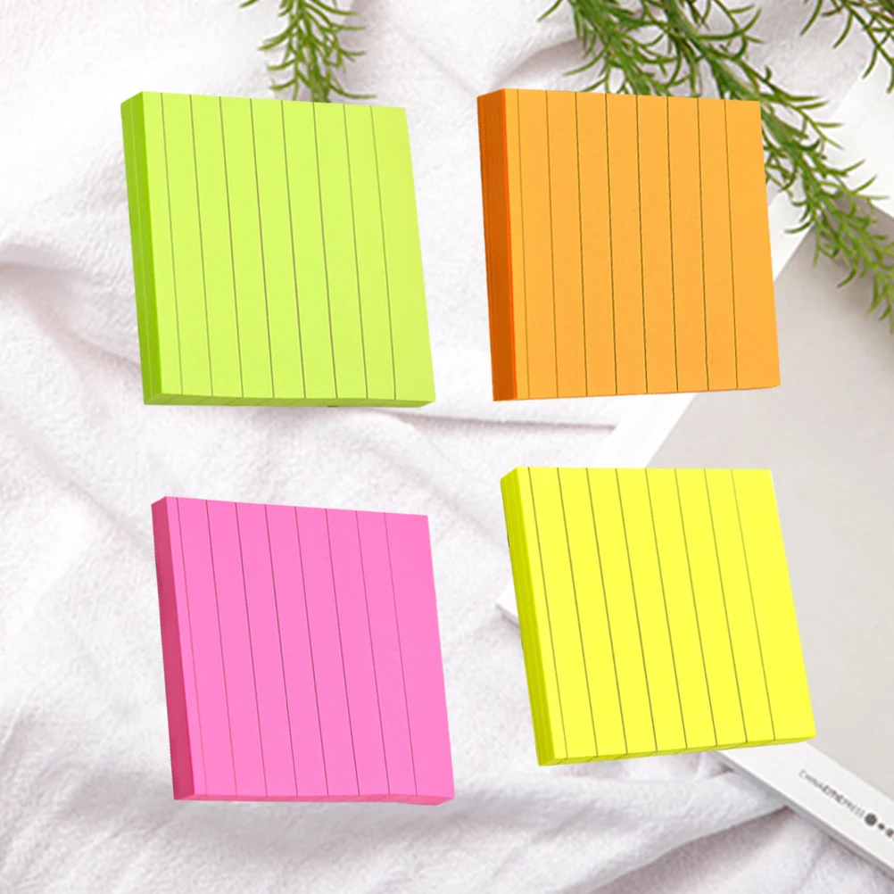 

4 Pcs Red Memo Pad Striped Notepads Reminder Paper Stickers Self-stick
