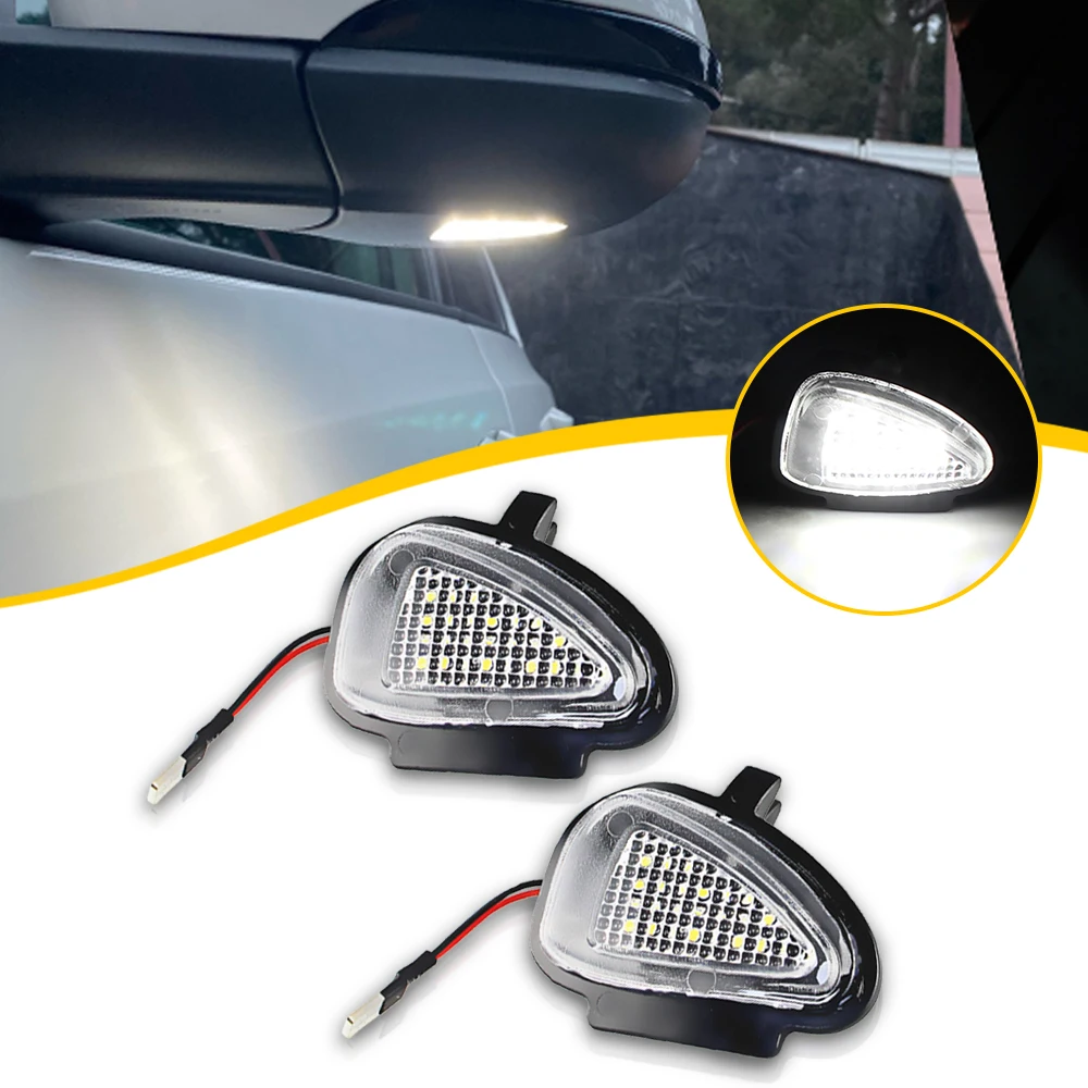 2PCS OEM# 6R0945291 White LED Puddle Under Side Mirror Lamp For VW Golf 6 Limousine Cabriolet Variant Touran Typ 1T3 2010-2014