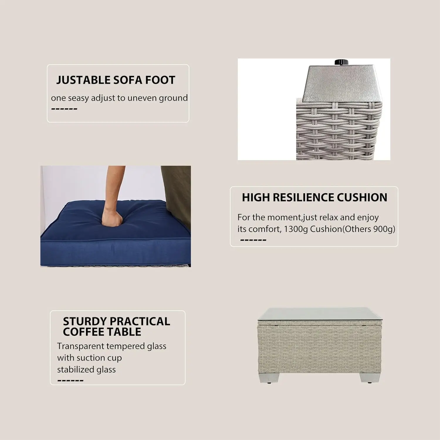 Set 5 Stück Outdoor Rattan Schnitt Veranda Möbel Korb weide Terrasse Gespräch Set Sitz Sofa mit Couch tisch