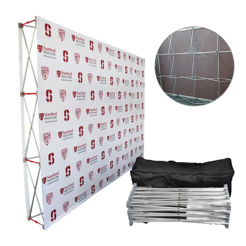 8ft 10ft Pop Up Stand Exhibition Backdrop without Endcaps, Wall Booth, Promotion Portable Custom Banner, Tension Fabric