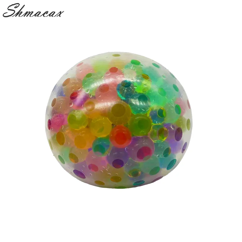 1PC 6cm TPR Rainbow Bead Pressure Reducing Ball Squishy Fidget Toys Funny Stress Reliever Reduce Pressure Prop