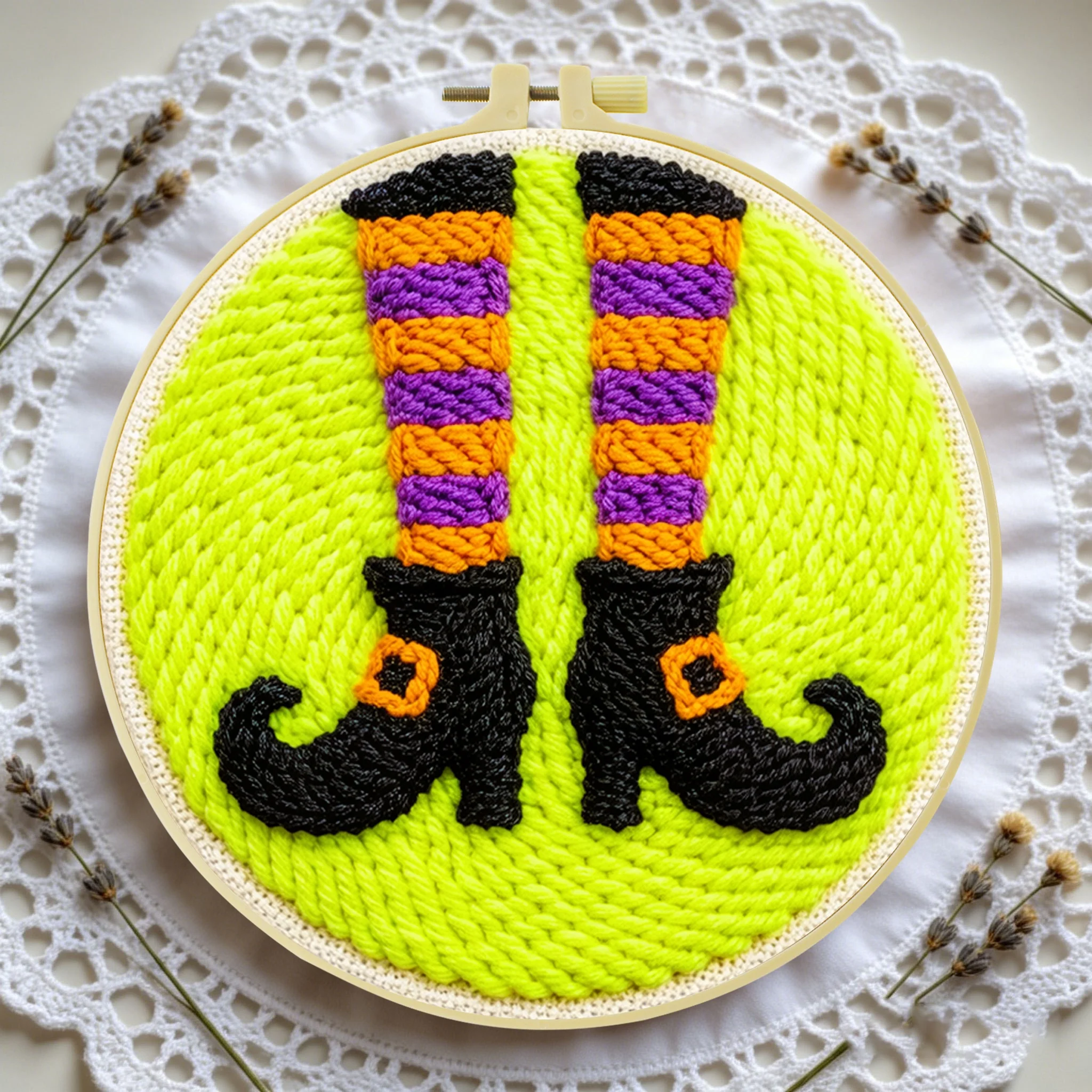 Gruseliges Halloween Punch-Nadel-Set 20x20cm 1 Stück Geister-Kürbis-Stickerei-Set für Anfänger DIY-Bastelset für Heim-Party-Deko – Detail 4