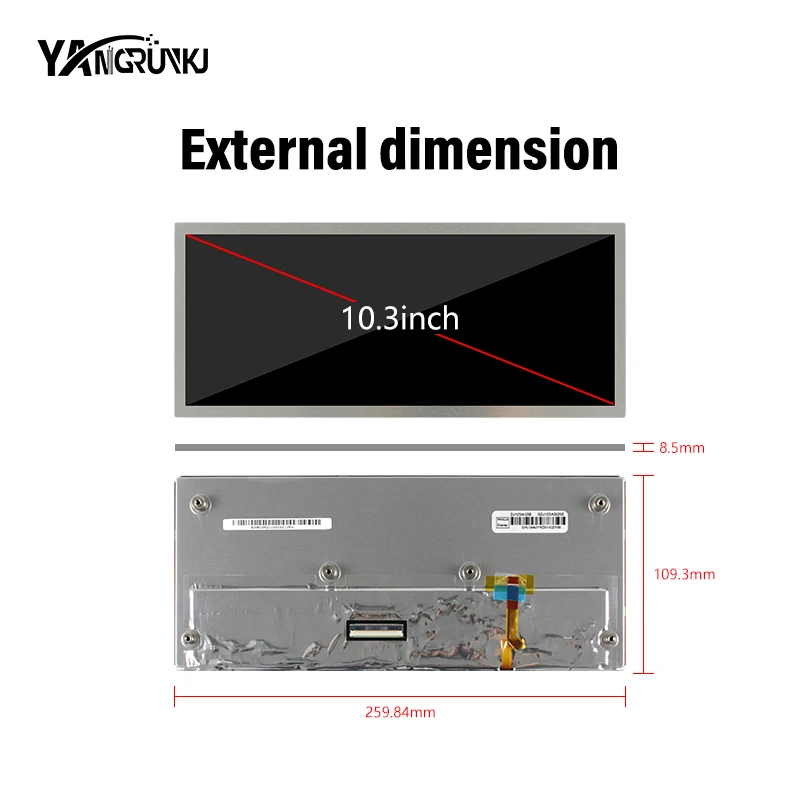 10.3 Inch Display screen 1920x720 IPS LCD Driver board 800 Nits Display DJ103IA-03B  for Automotive Display