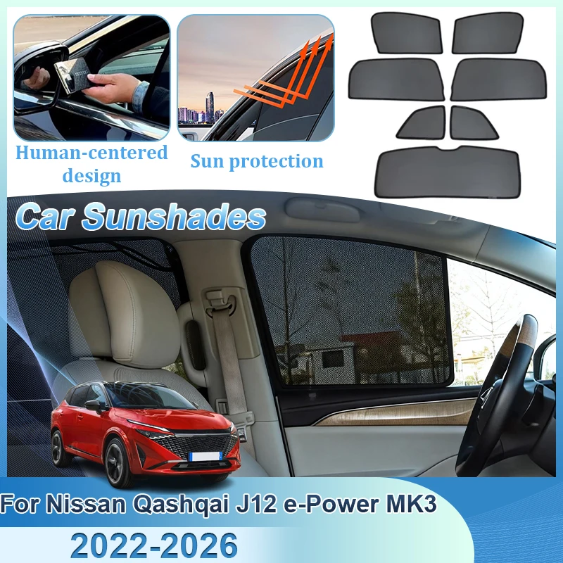 

Visor For Nissan Qashqai J12 e-Power MK3 2022-2026 Car Mesh Sun Shade Heat Insulation Net Mesh UV Protection Shading Accessories