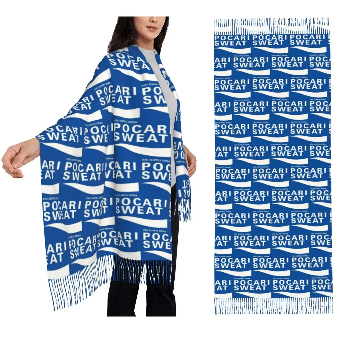 Just Some Pocari Sweat Merch Scarf Tassel Scarves for Women Soft Warm Shawls and Wraps Large Fall Winter Shawl Wrap