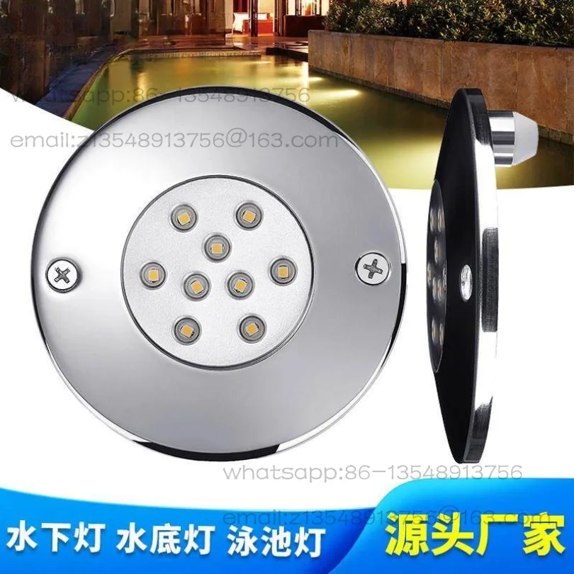 Thin fully glued stainless steel LED swimming pool light IP68 low voltage 12V color underwater hanging underwater light