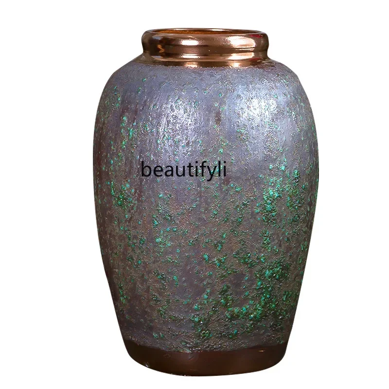 

zqxNew Living Room Flower Arrangement European Style Retro Ornaments Floor Vase Modern Minimalist Shopping Mall Villa Large