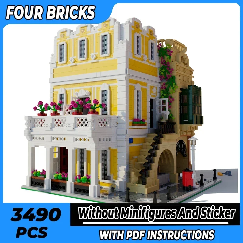 Moc อาคารอิฐที่มีชื่อเสียง Street View รุ่น Florentine Palazzo เทคโนโลยี Modular Blocks ของขวัญของเล่นเด็ก DIY Assembly